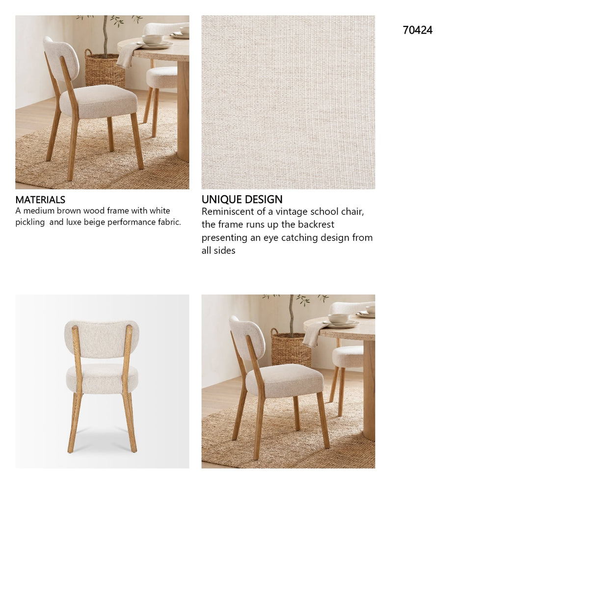 Owen Dining Chair W/ Medium Brown Wood and Beige Fabric, Set of 2 from Mercana - Luna Furniture