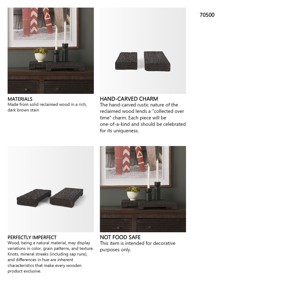Shira Reclaimed Dark Brown Wooden Riser (Set of 2)
