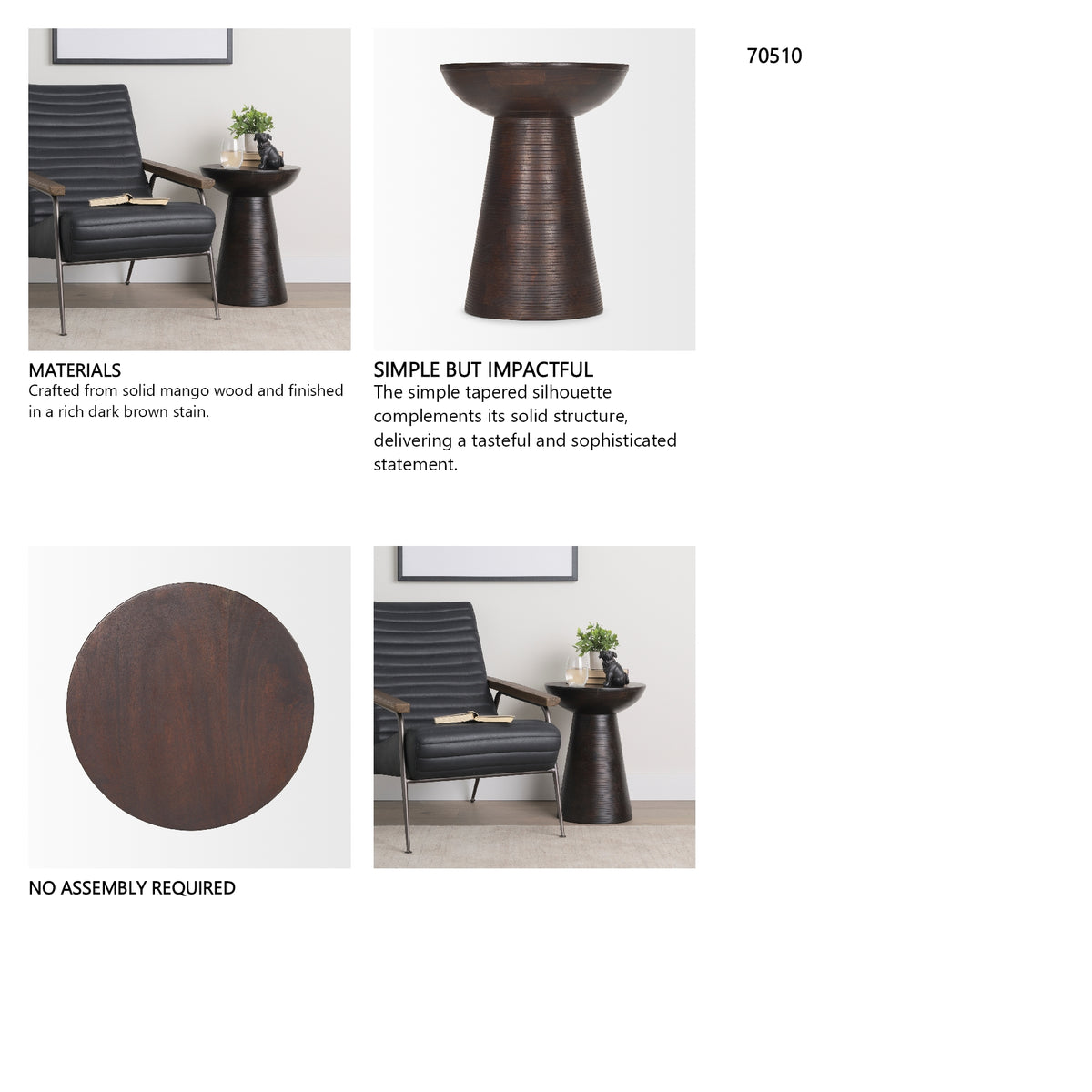 Novell Dark Brown Wood Pedestal Accent Table from Mercana - Luna Furniture