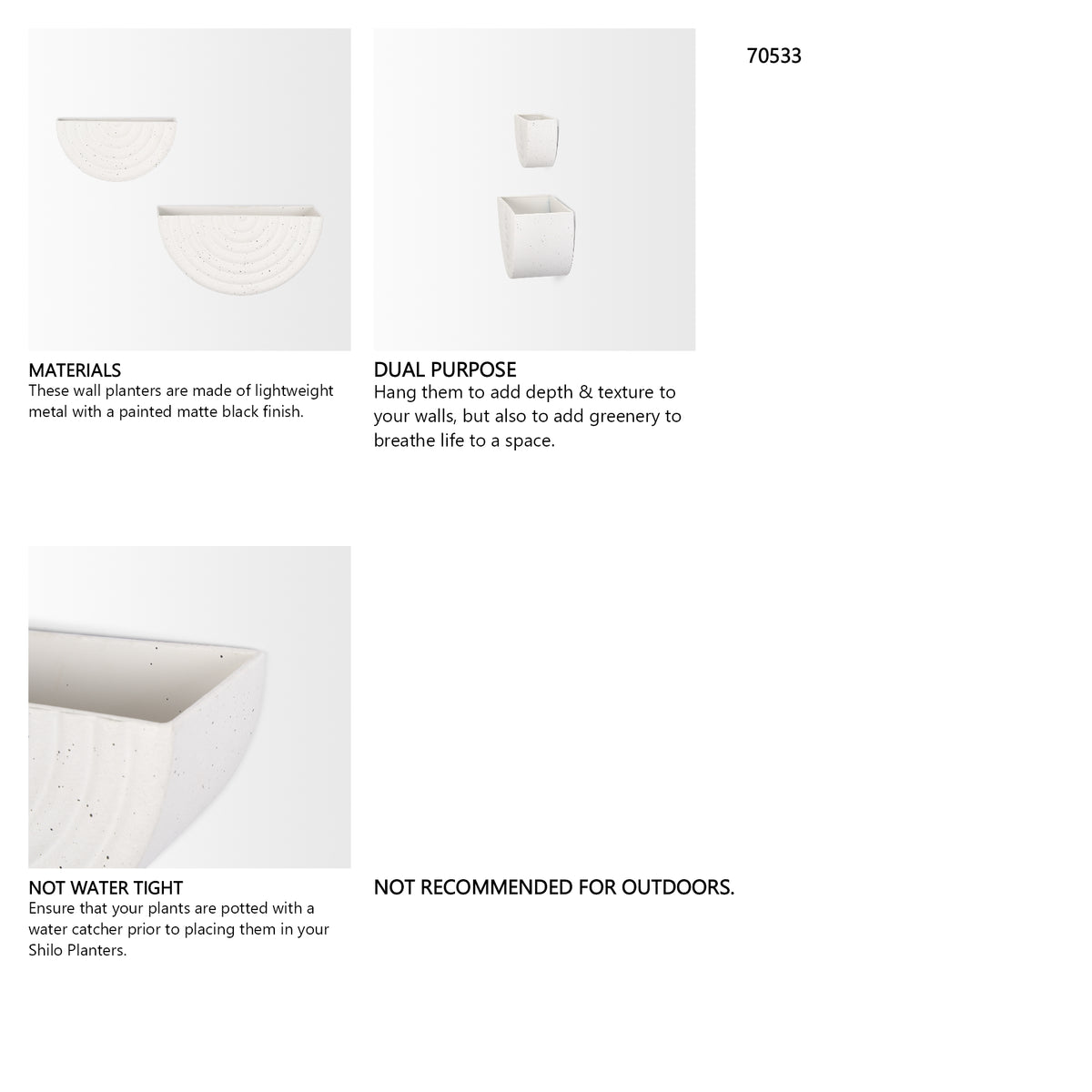 Shilo Matte White Metal Hanging Wall Planter (Set of 2) from Mercana - Luna Furniture