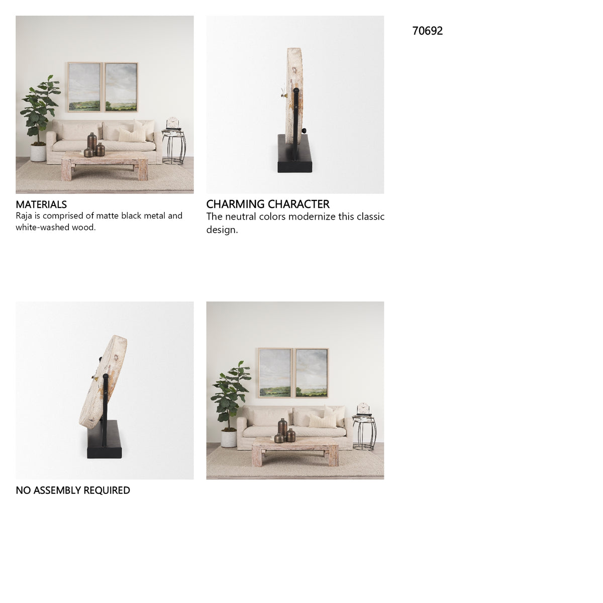 Raja Matte Black Metal w/ Wood Table Clock from Mercana - Luna Furniture