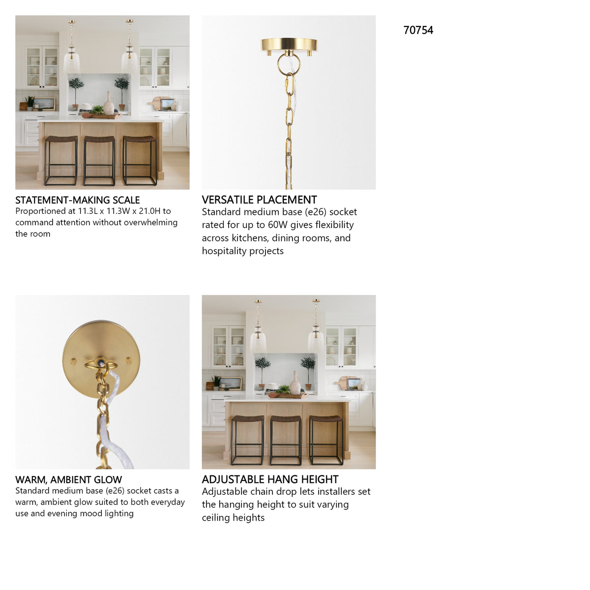 Sadah Tall Clear Blown Glass w/ Gold Metal Pendant Light