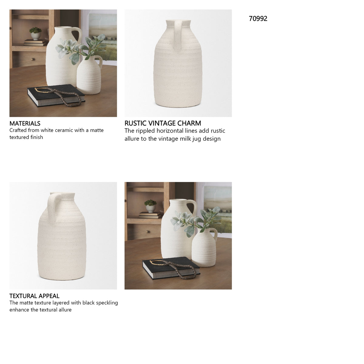 Tyrus Large Textured Matte White w/ Speckling Ceramic Vase from Mercana - Luna Furniture