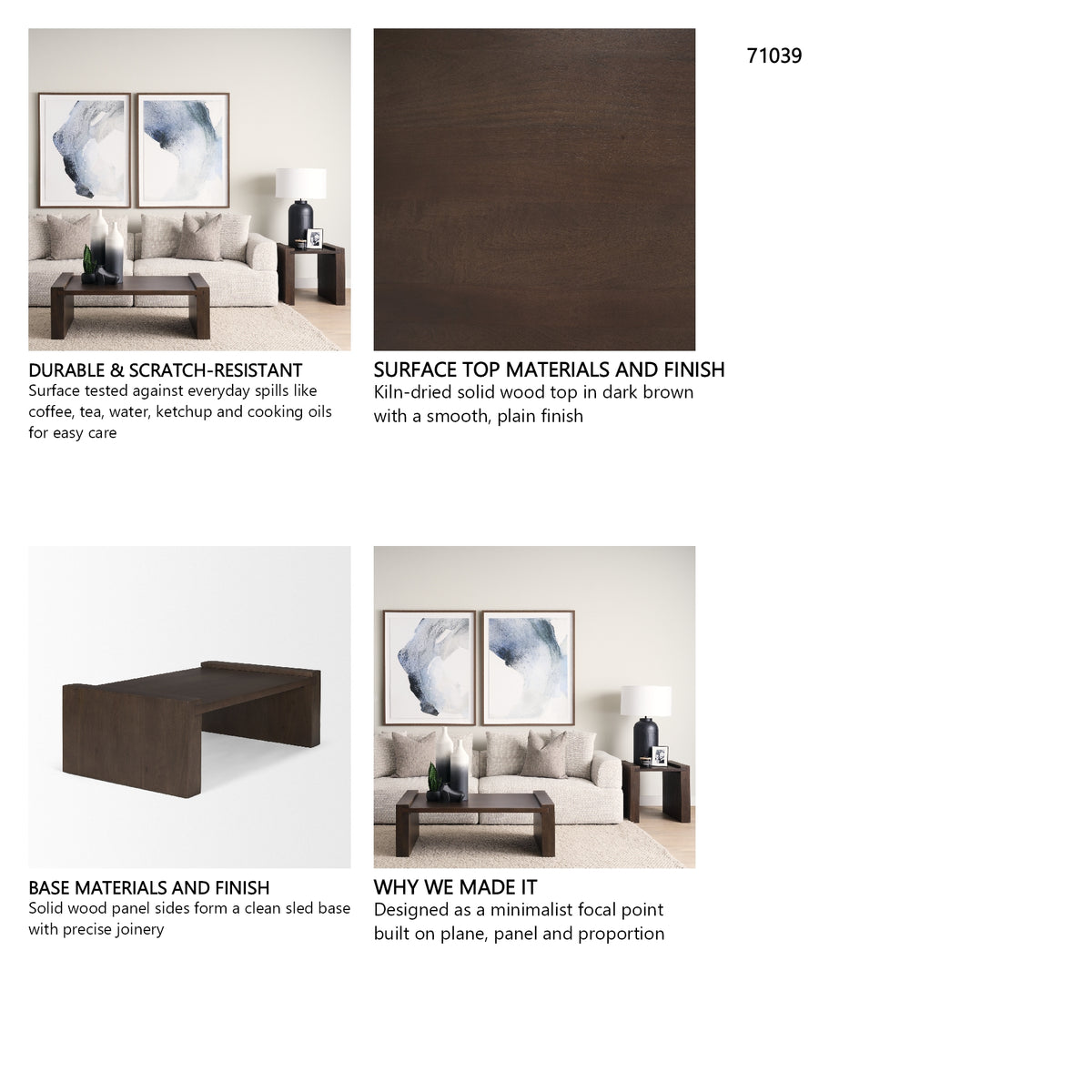 Wesson Dark Brown Wooden Rectangular Coffee Table from Mercana - Luna Furniture