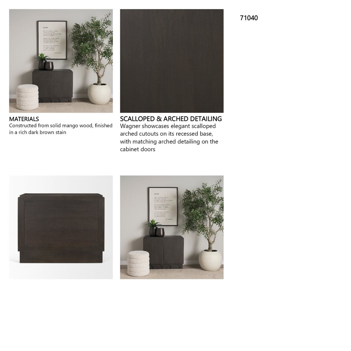 Wagner Dark Brown Wood w/ Arched Design Accent Cabinet from Mercana - Luna Furniture
