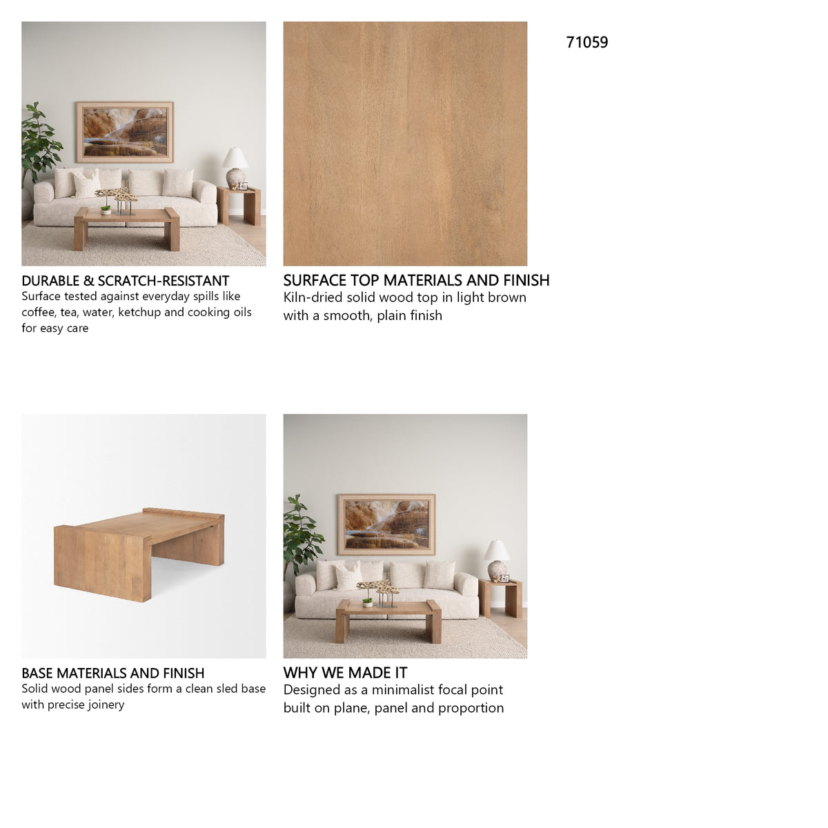 Wesson Light Brown Wood Rectangular Coffee Table from Mercana - Luna Furniture