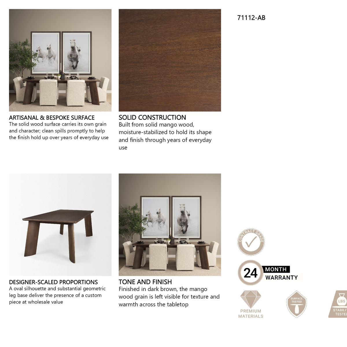 Jonan Solid Dark Brown Mango Wood Rectangular Dining Table from Mercana - Luna Furniture