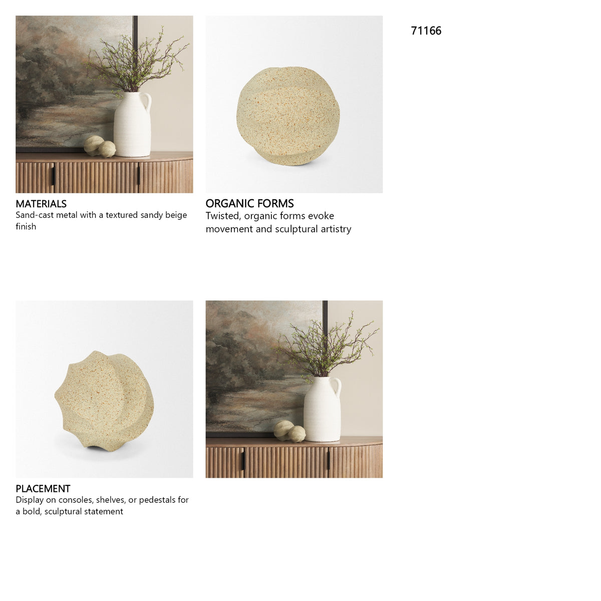 Imani Small Sculptural Textured Beige Metal Decorative Orb Object from Mercana - Luna Furniture
