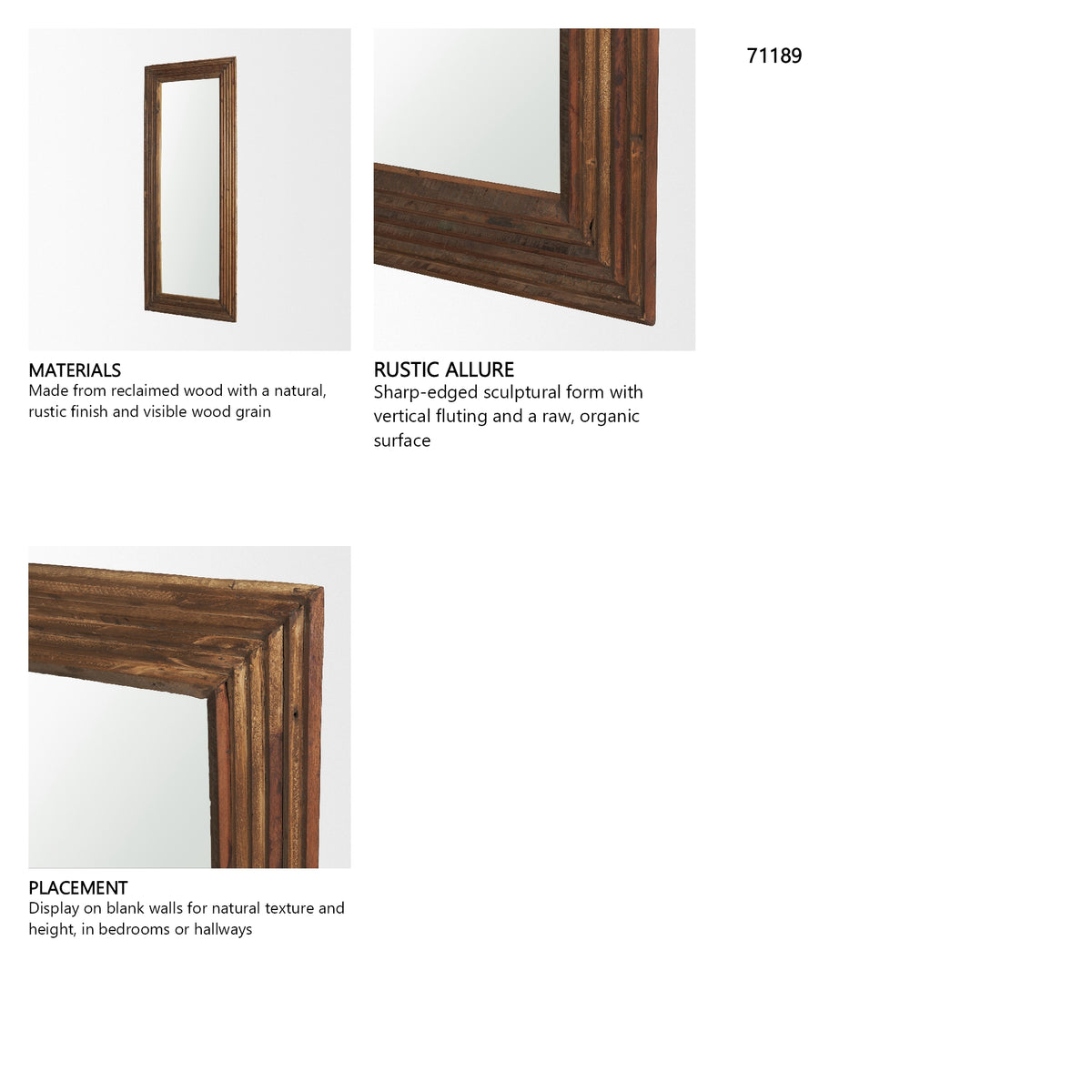 Bennet Large Rectangle Reclaimed Wooden Mirror from Mercana - Luna Furniture