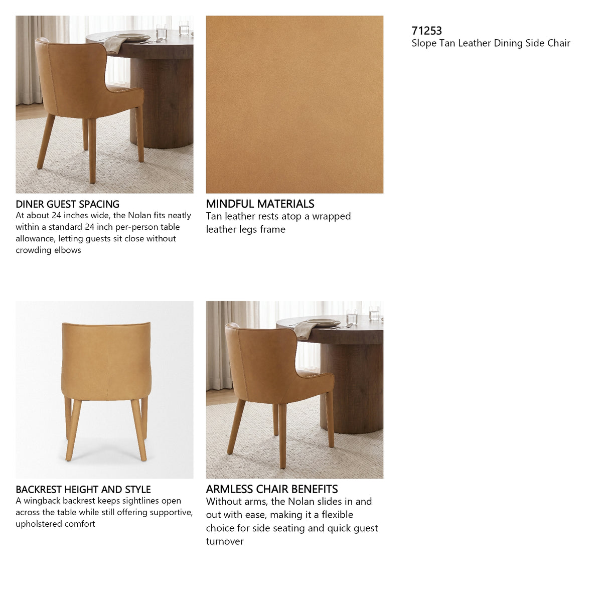 Nolan Slope Tan Leather Dining Chair, Set of 2 from Mercana - Luna Furniture