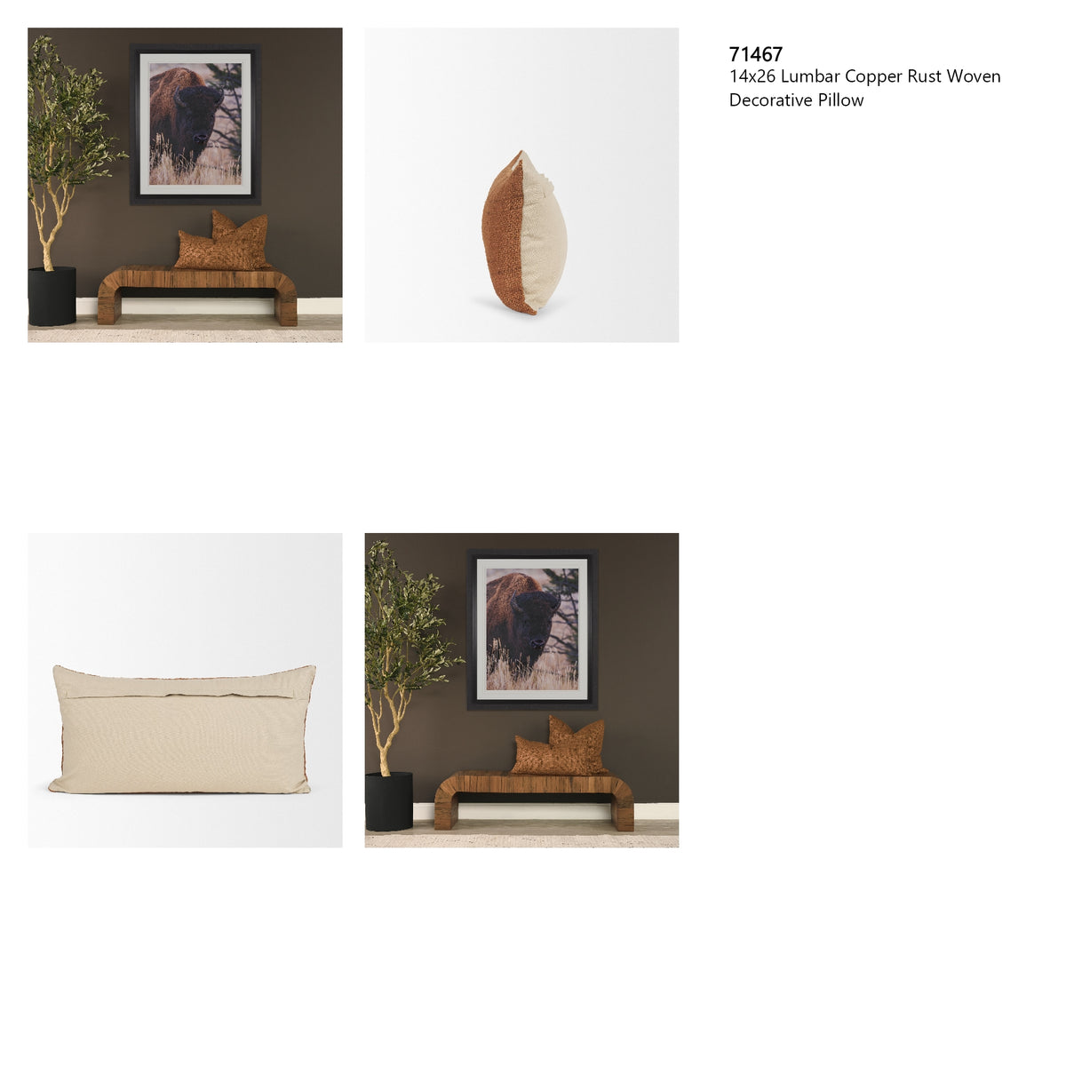 Lowen 14x26 Lumbar Copper Rust Woven Decorative Pillow from Mercana - Luna Furniture