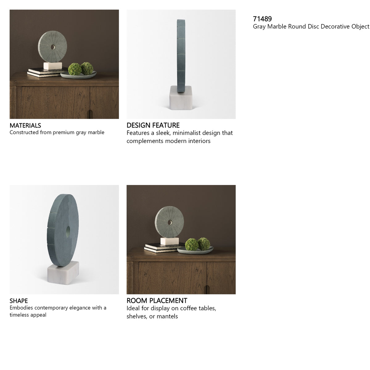 Orin Gray Marble Round Disc Decorative Object from Mercana - Luna Furniture