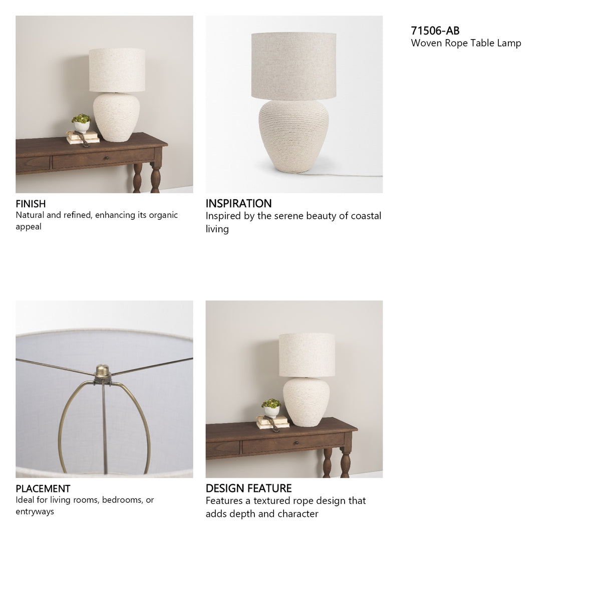 Newport Woven Rope Table Lamp from Mercana - Luna Furniture