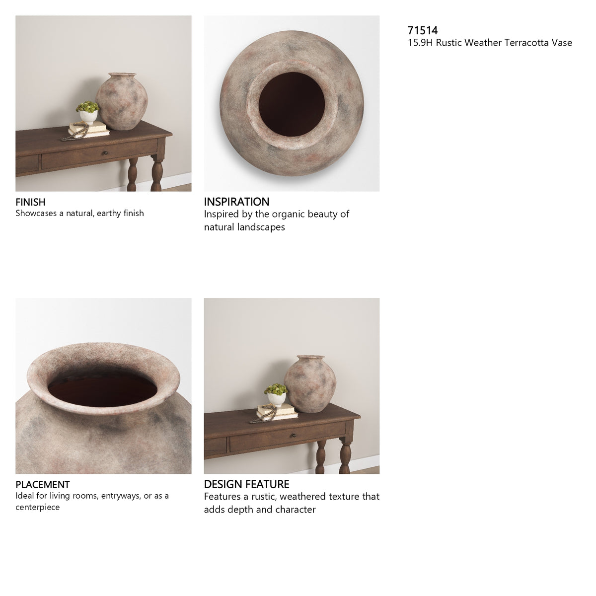 Mattone 15.9H Rustic Weather Terracotta Vase from Mercana - Luna Furniture