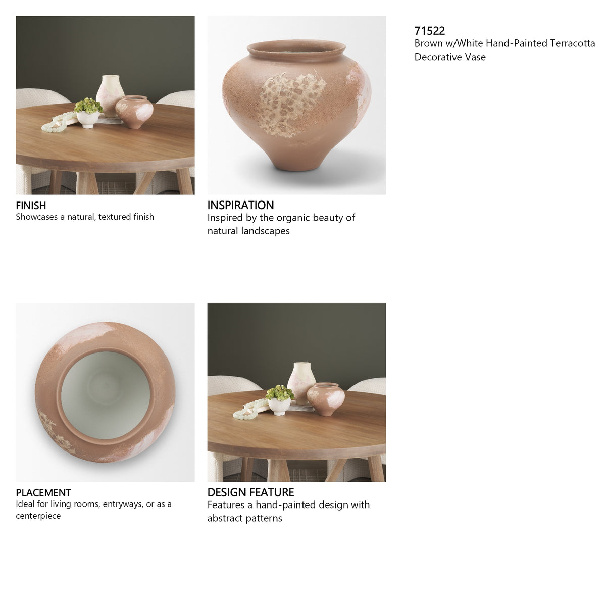 Velo Brown w/White Hand-Painted Terracotta Decorative Vase from Mercana - Luna Furniture
