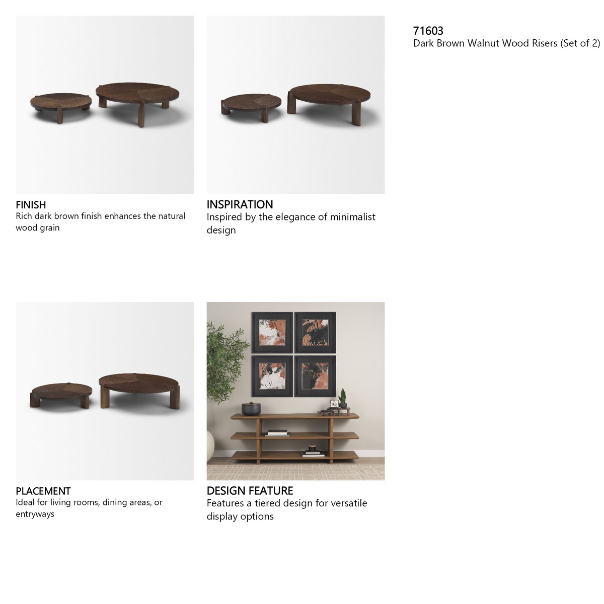 Stow Dark Brown Walnut Wood Risers (Set of 2) from Mercana - Luna Furniture