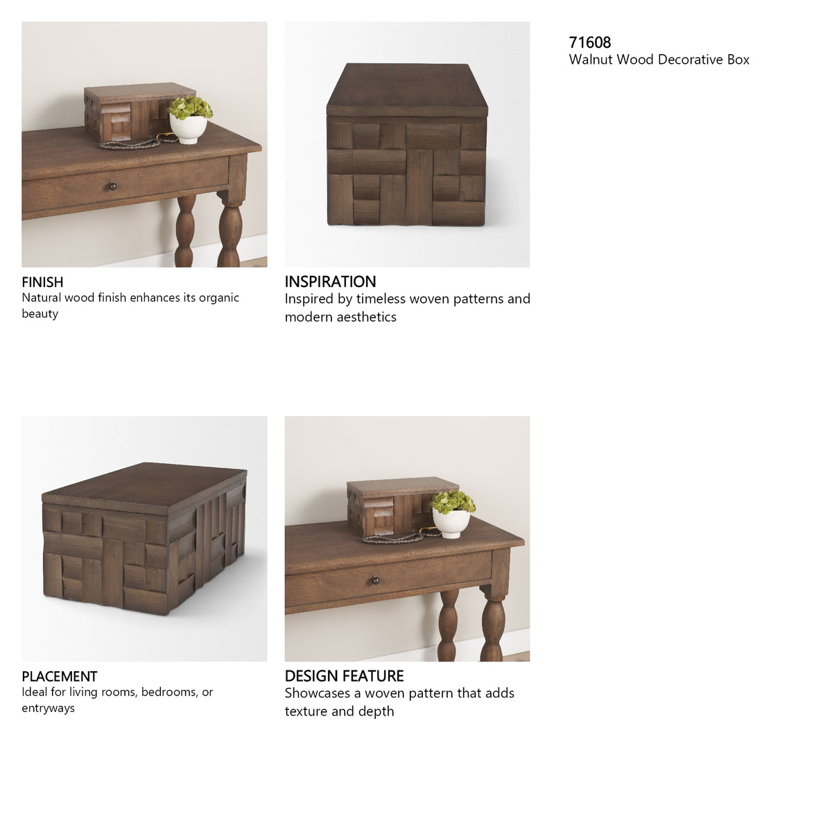 Vesta Walnut Wood Decorative Box