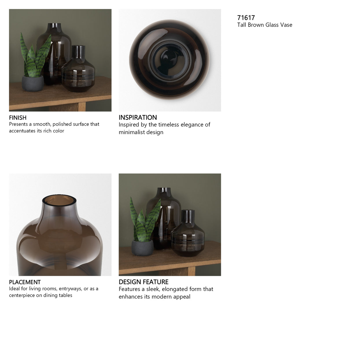 Aurel Tall Brown Glass Vase from Mercana - Luna Furniture