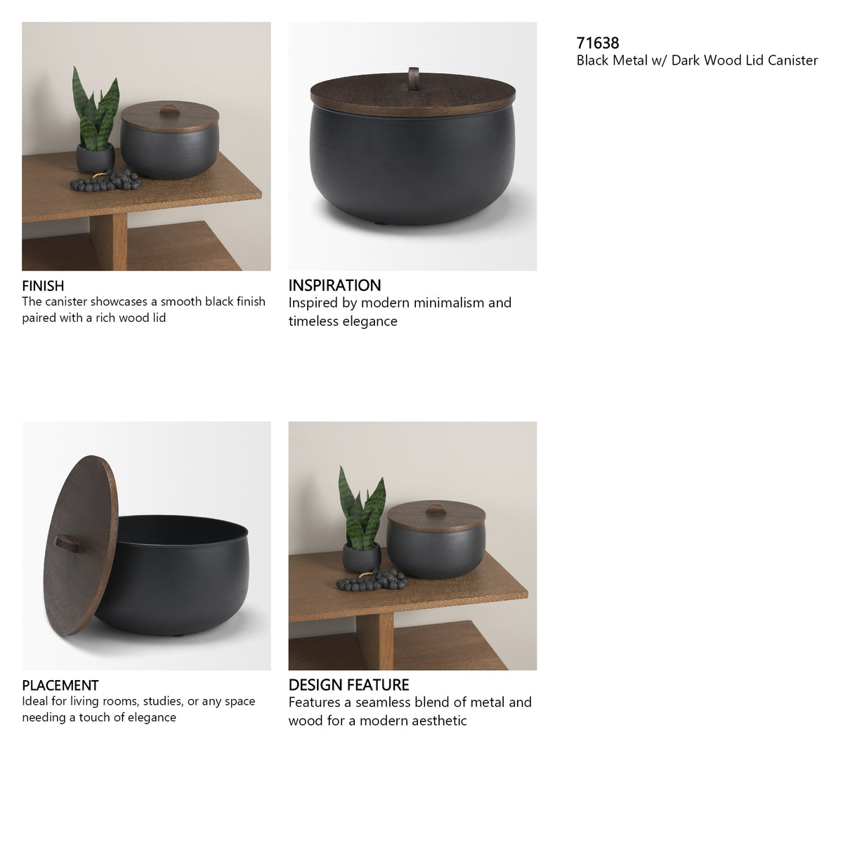Voss Black Metal w/ Dark Wood Lid Canister from Mercana - Luna Furniture