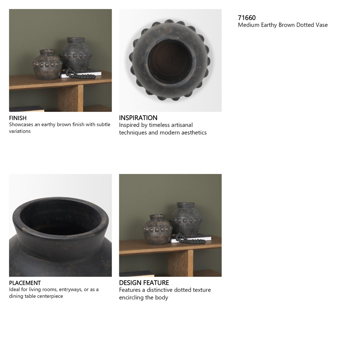Douro Medium Earthy Brown Dotted Vase from Mercana - Luna Furniture