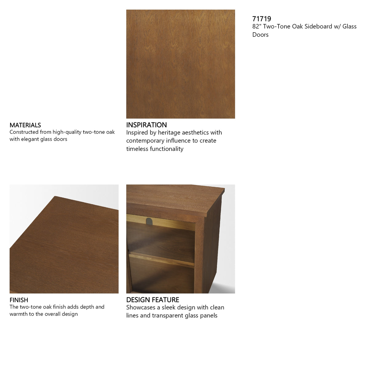 Winsford 82" Two-Tone Oak Sideboard w/ Glass Doors from Mercana - Luna Furniture