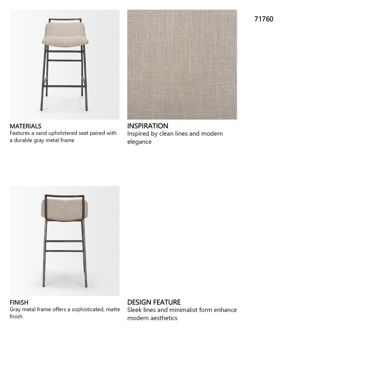 Kavalan Backless 33.5in Seat Counter Stool | Sand Fabric w/ Stool from Mercana - Luna Furniture