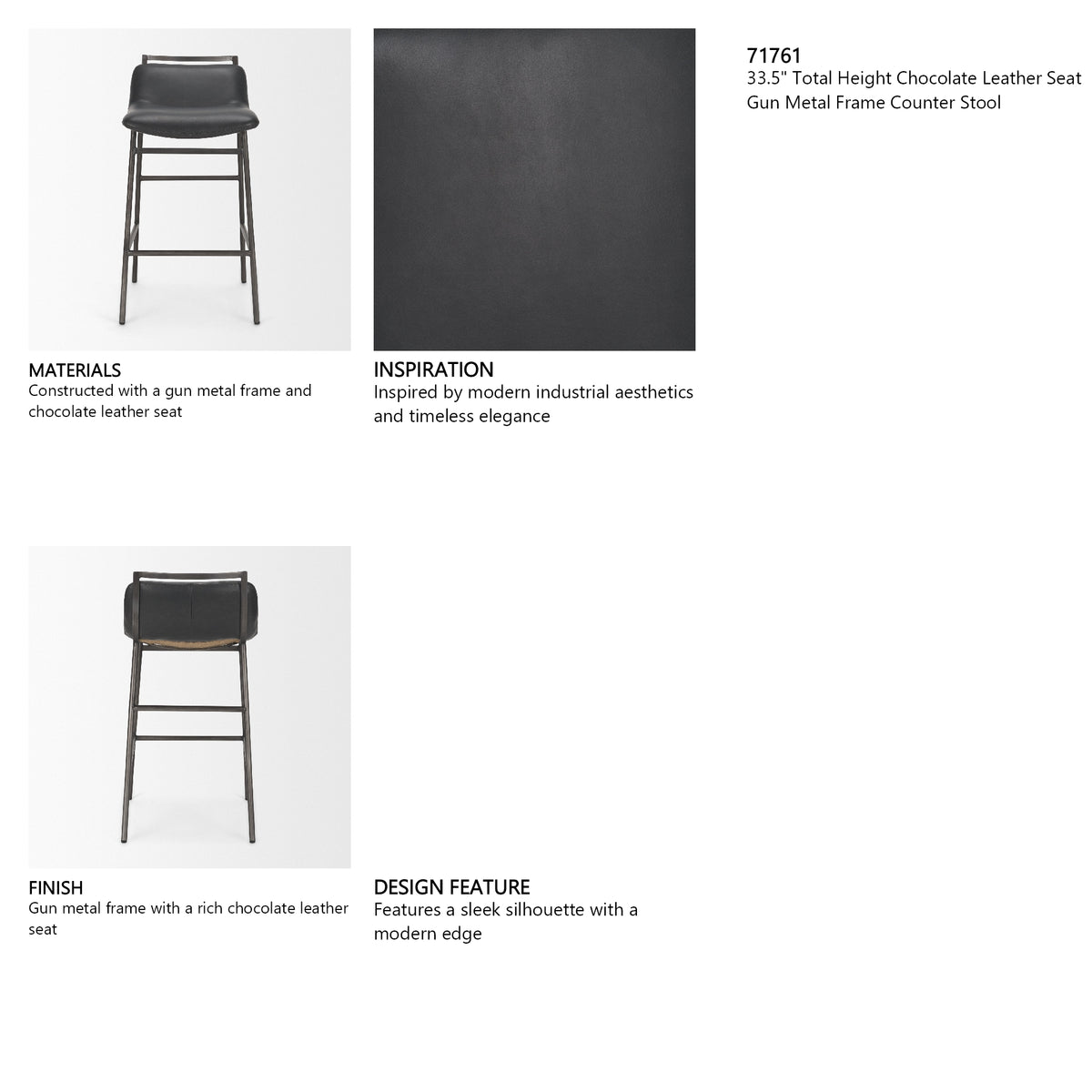 Kavalan Backless 33.5in Seat Counter Stool | Chocolate Leather from Mercana - Luna Furniture