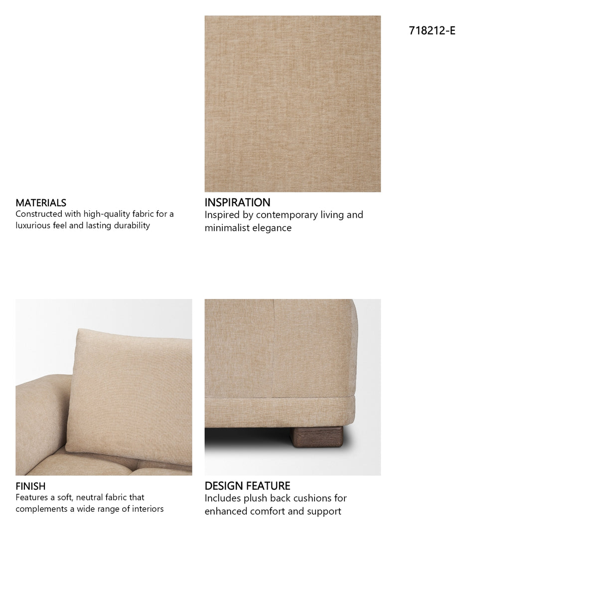Warner Quilt 3 Piece Sofa Set w/Corner Piece w/Back Cushions