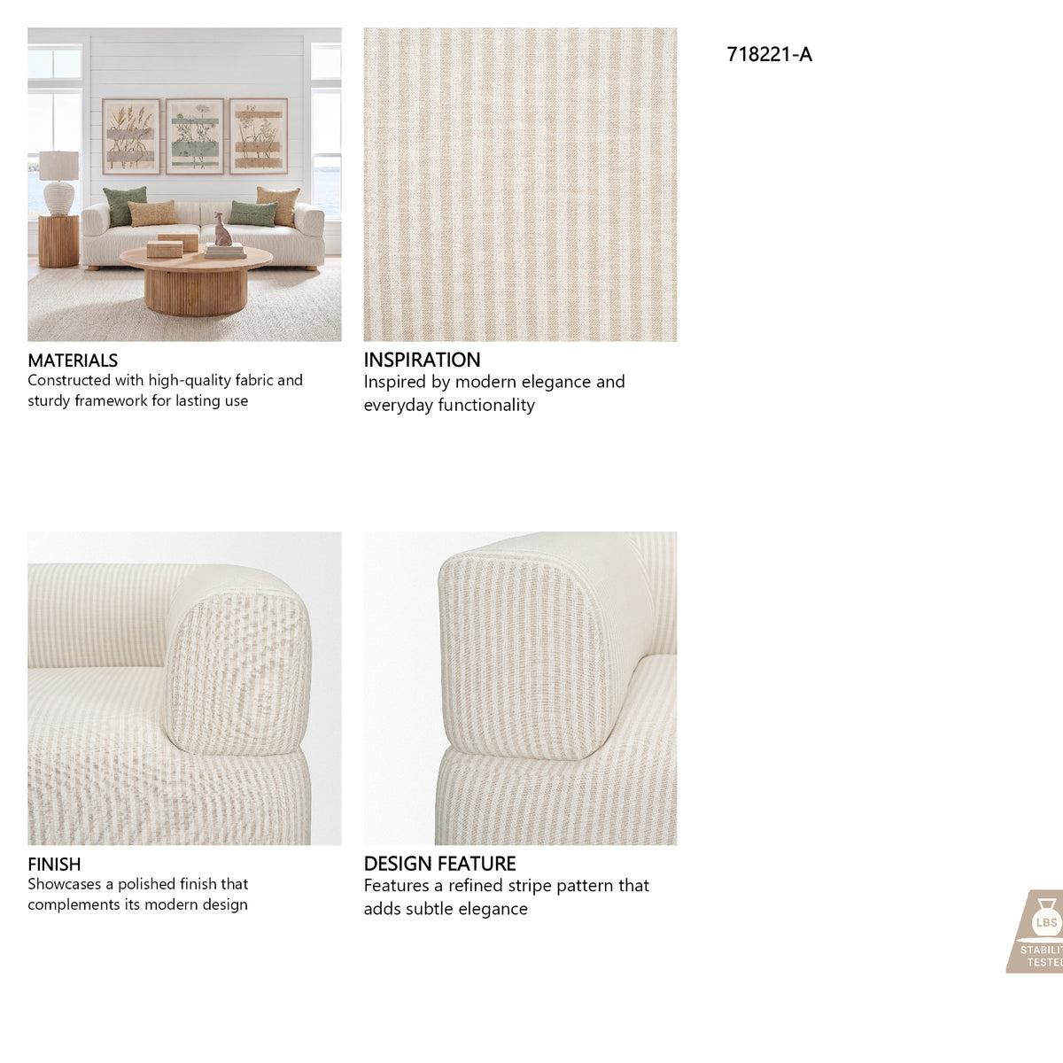 Warner Stripe 2 Piece Sofa Set from Mercana - Luna Furniture