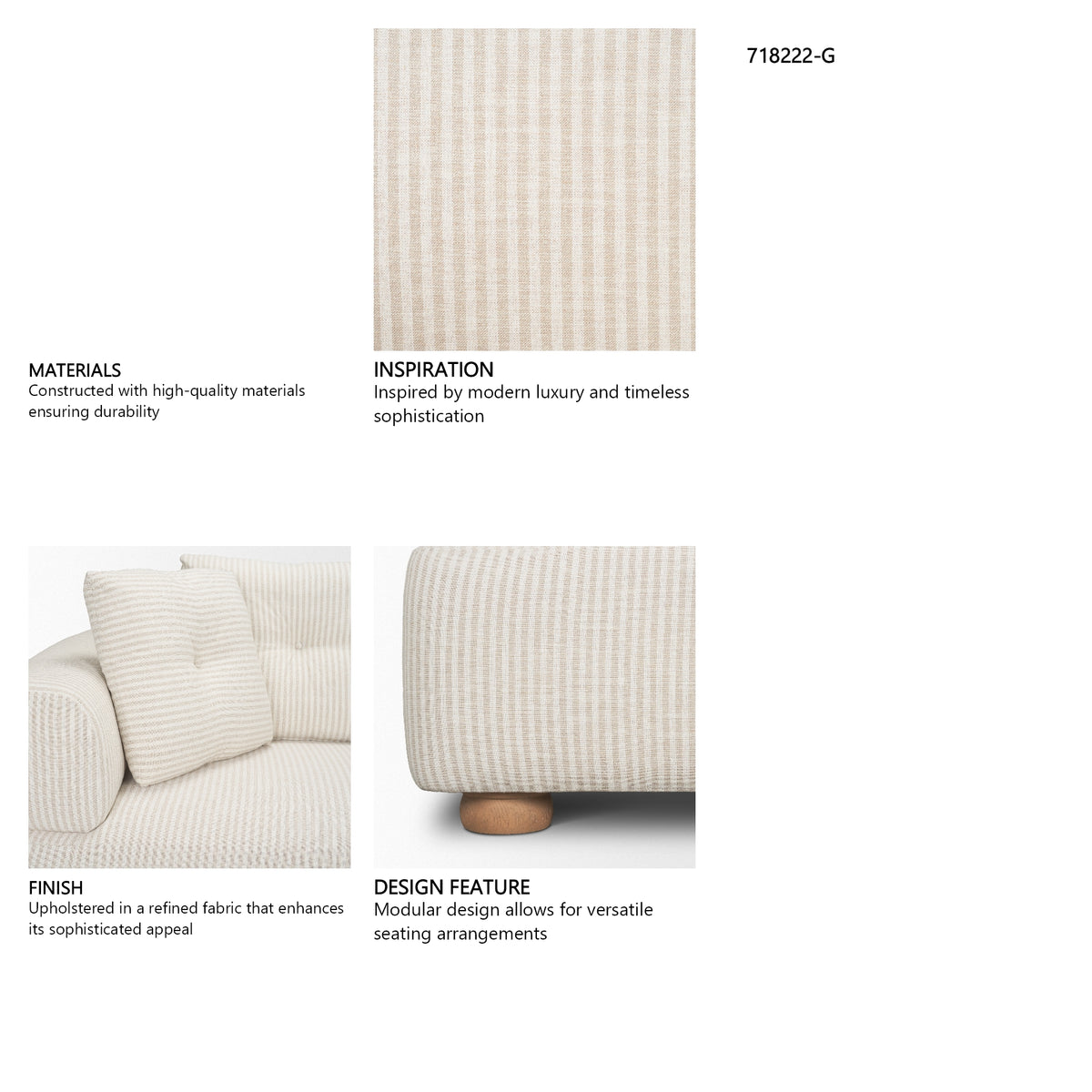 Warner Stripe 3 Piece Sofa Set w/S Corner Piece w/Back Cushions from Mercana - Luna Furniture