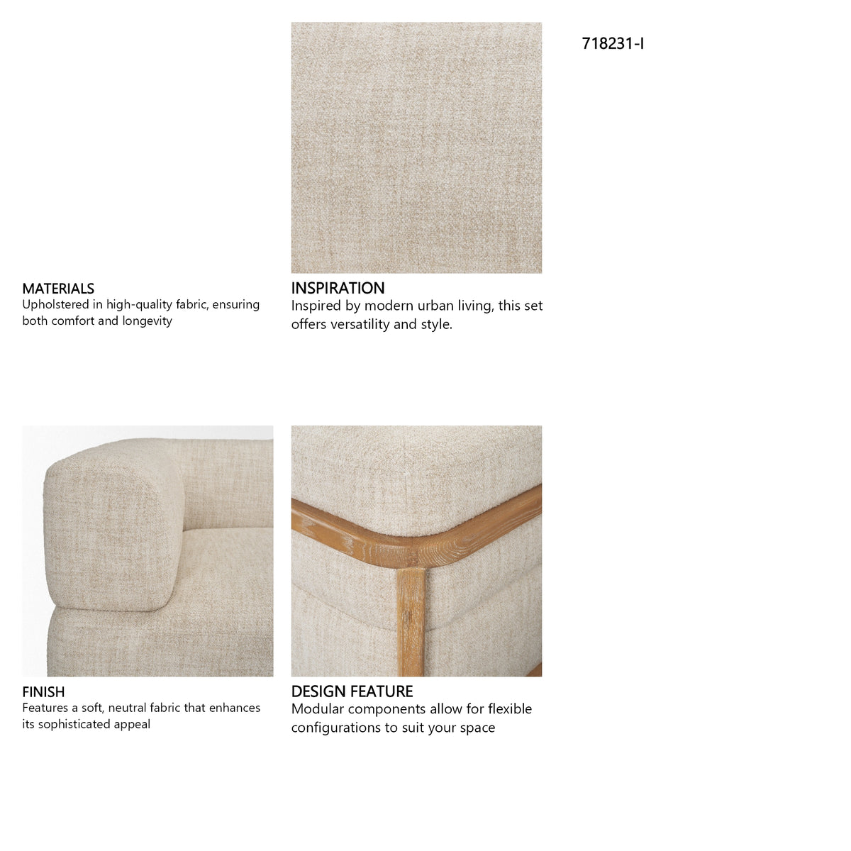 Warner Frame 3 Piece Sofa Set w/S Corner Piece from Mercana - Luna Furniture