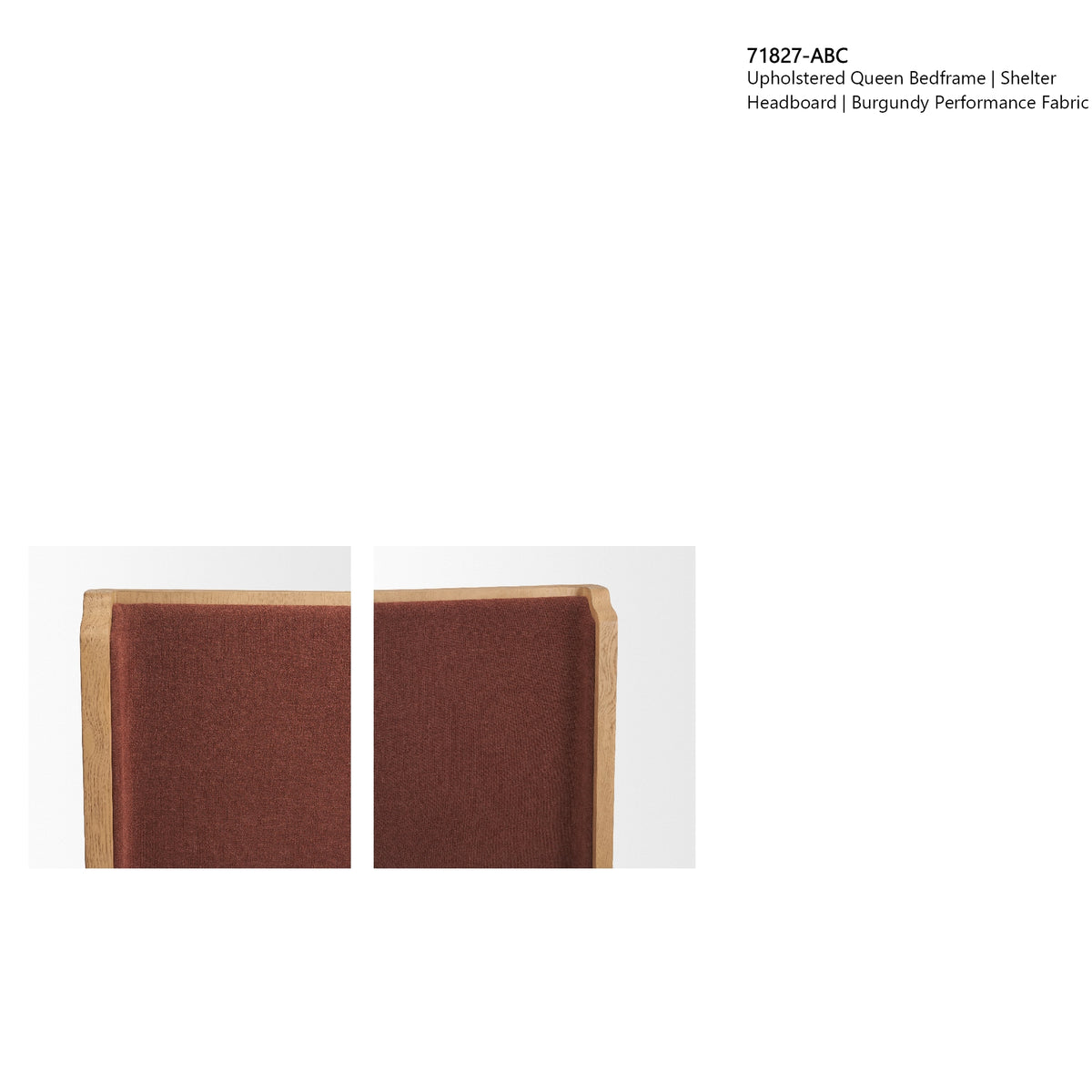 Holden Queen Upholstered Bedframe | Shelter Headboard | Burgundy Performance Fabric from Mercana - Luna Furniture