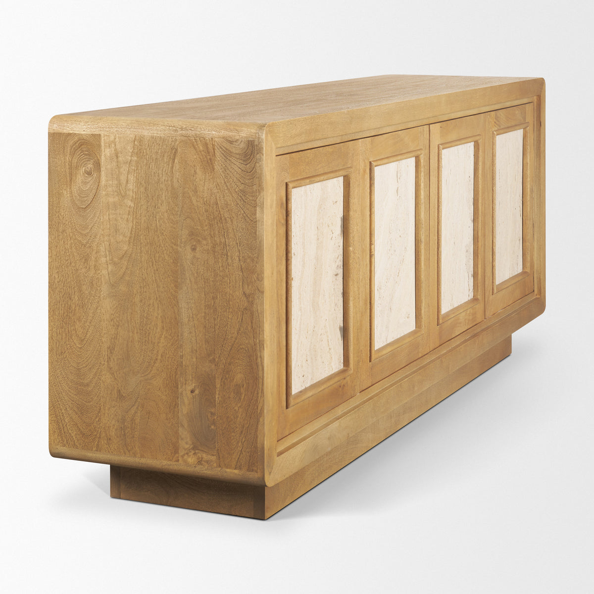 Valterra Light Brown Wood w/ Travertine 4 Door Sideboard from Mercana - Luna Furniture