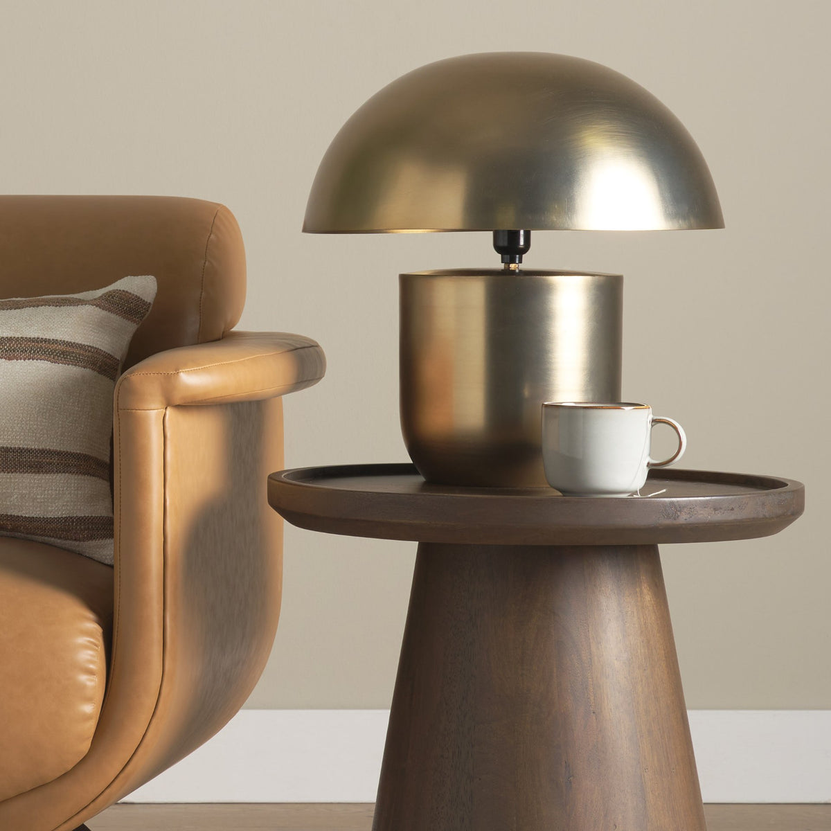 Orlo 15.4" Gold Metal Mushroom Table Lamp from Mercana - Luna Furniture