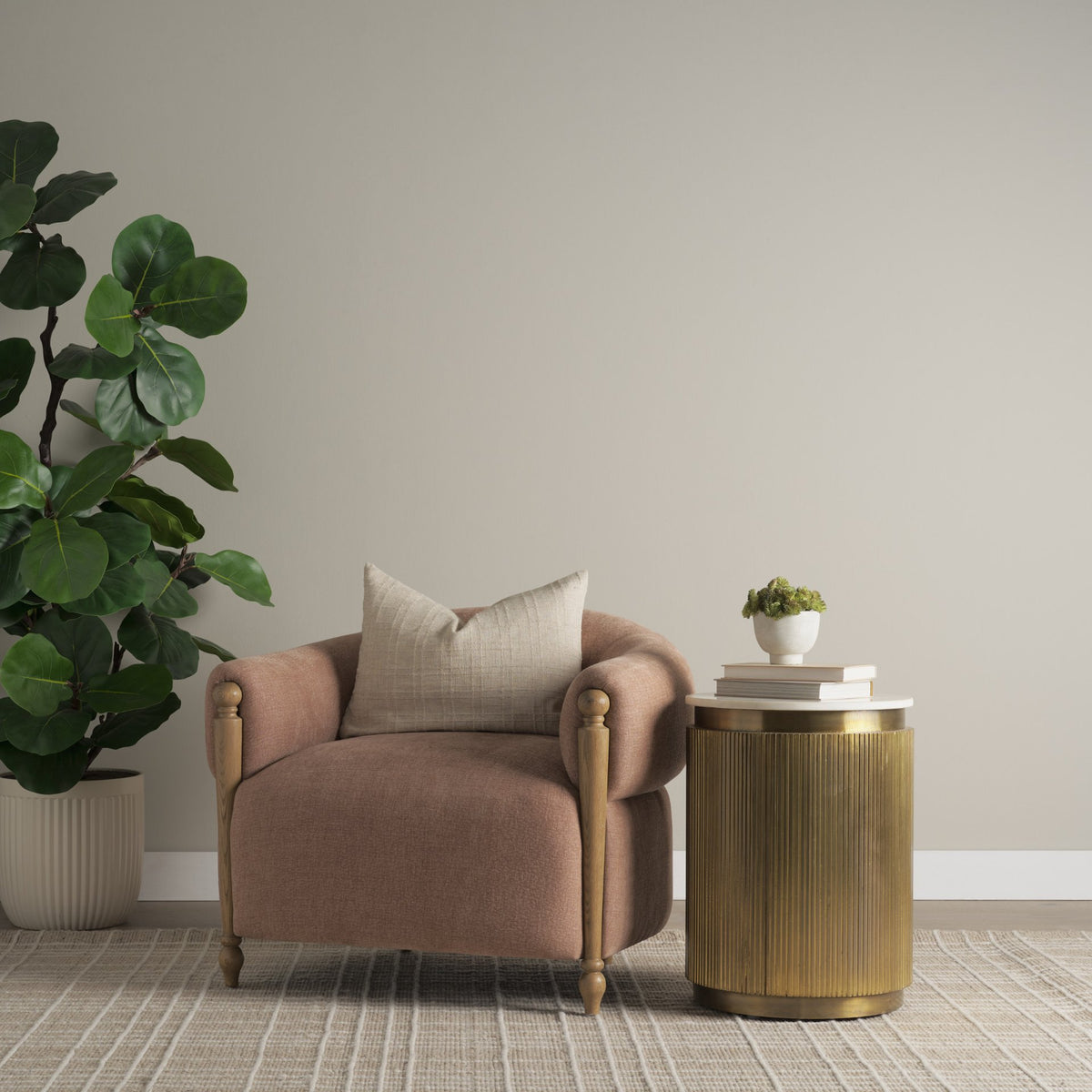 Margaux Sienna Fabric Open Back Barrel Accent Chair from Mercana - Luna Furniture