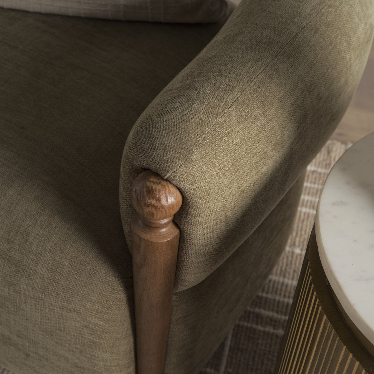 Margaux Olive Fabric Open Back Barrel Accent Chair from Mercana - Luna Furniture