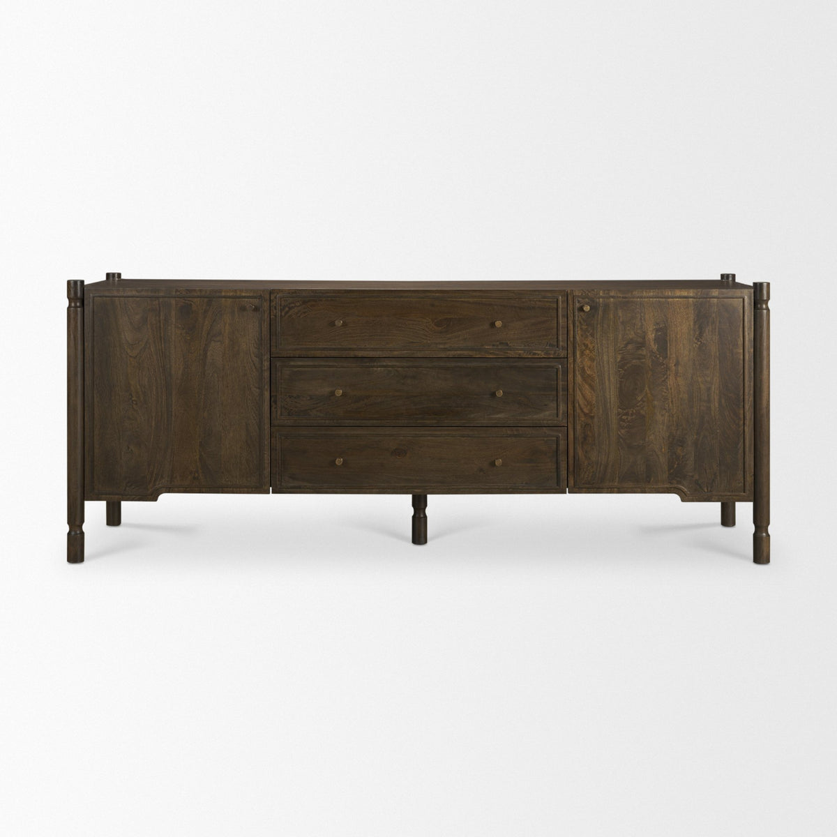 Phil Dark Brown Wood 2 Door 3 Drawer Closed Sideboard from Mercana - Luna Furniture