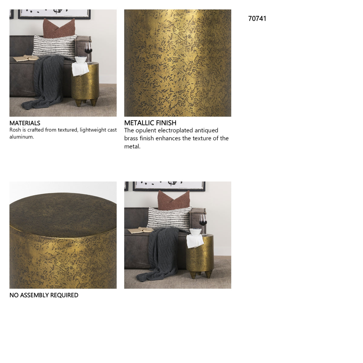 Rosh Textured Gold Metal w/ Acid Wash Accent Table from Mercana - Luna Furniture