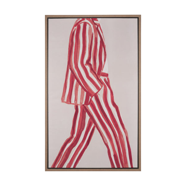 Walking Striped Suit by Mercana Studio Hand-Embellished Textured Framed Canvas Artwork