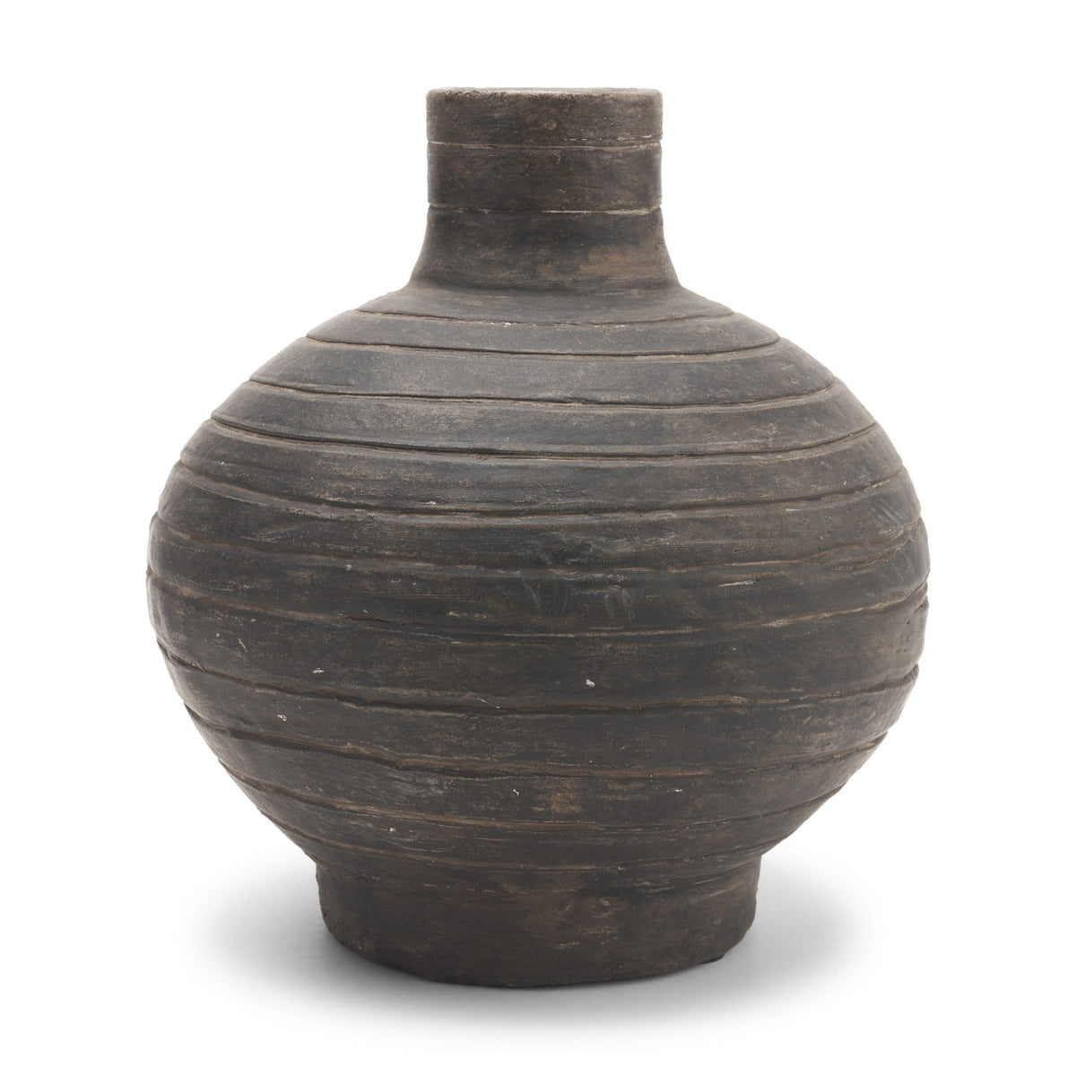 Sironi Black Terracotta Ribbed Decorative Vase from Mercana - Luna Furniture