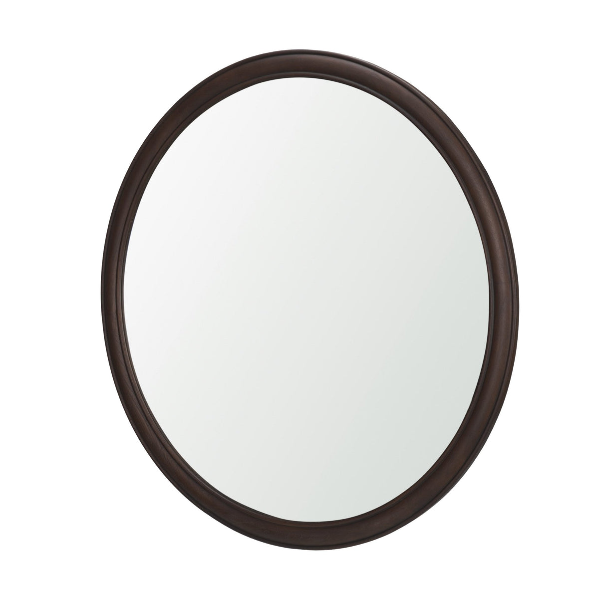 Bramwell 48" Dark Brown Wood Framed Heritage Round Wall Mirror from Mercana - Luna Furniture