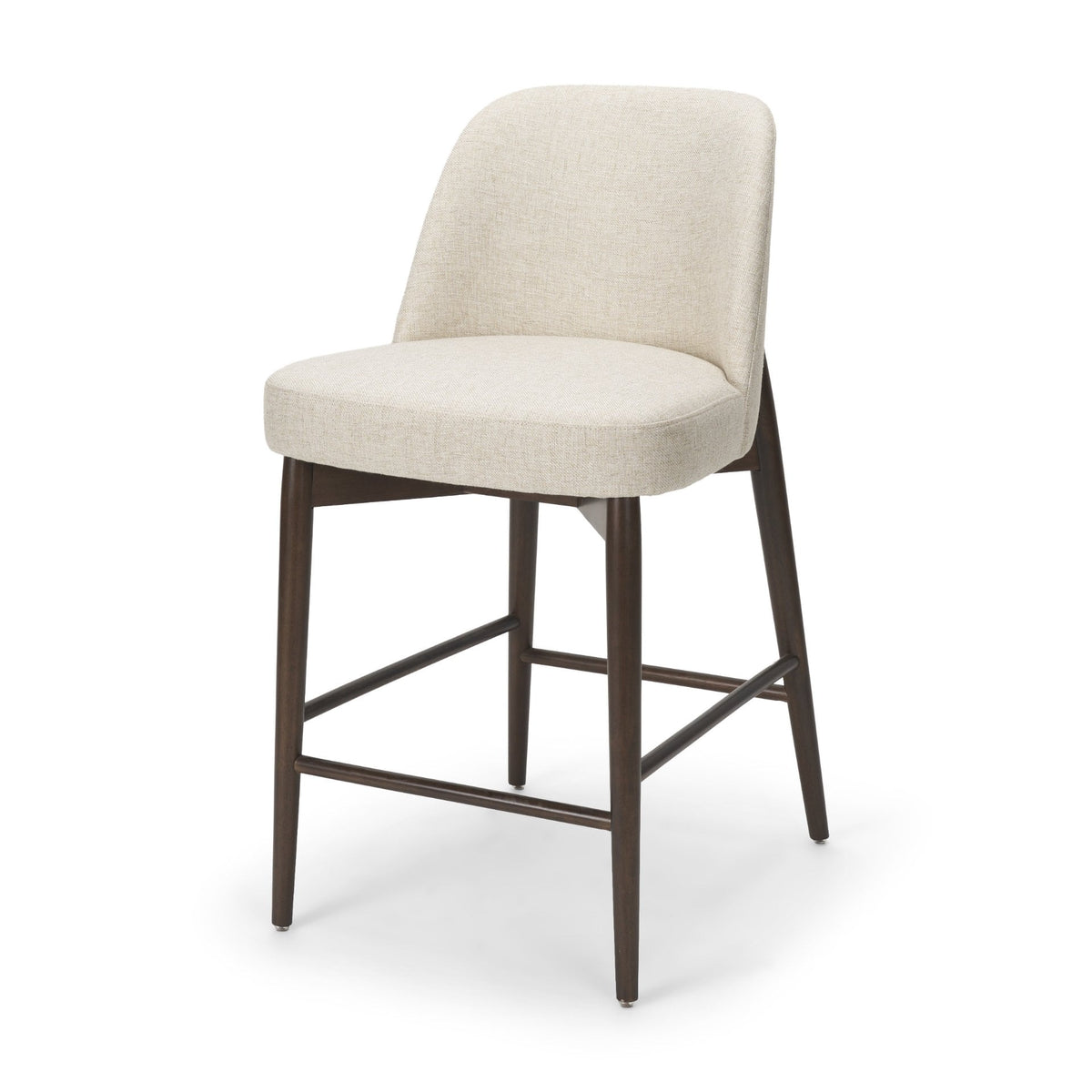 Abbie Curved Back Counter Stool | Oatmeal Fabric w/ Dark Brown Wood from Mercana - Luna Furniture