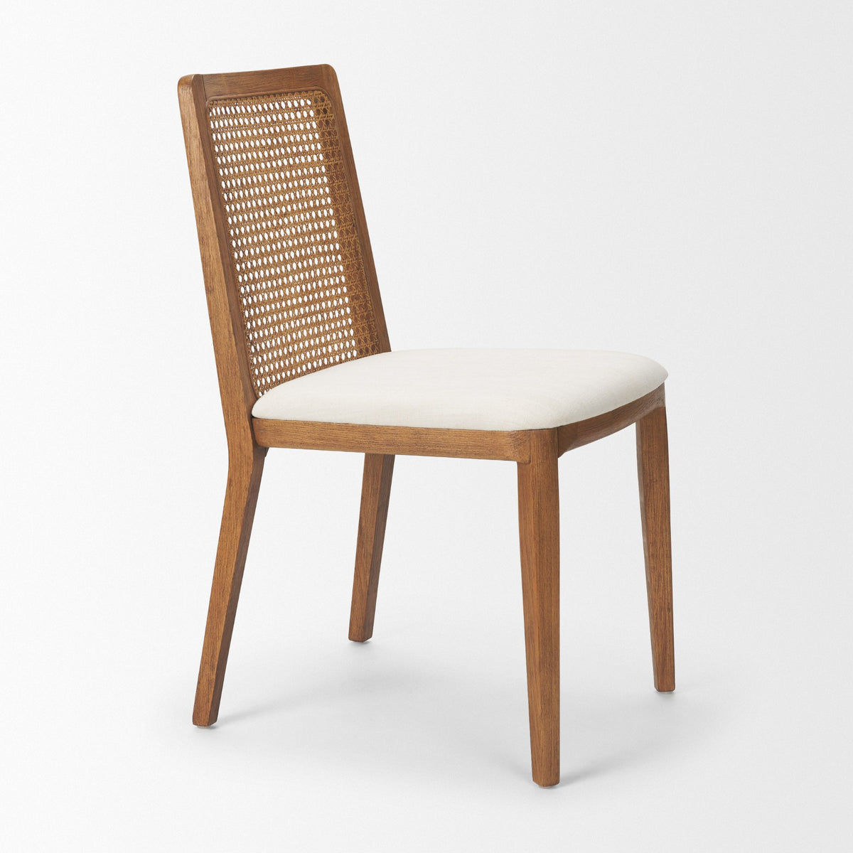 Clara Light Brown Beech Wood W/ Cream Fabric Seat and Cane Back Armless Dining Chair, Set of 2 from Mercana - Luna Furniture