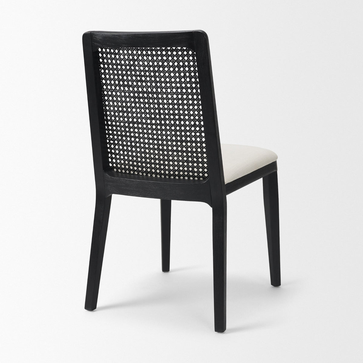 Clara Black Beech Wood W/ Cream Fabric Seat and Cane Back Armless Dining Chair, Set of 2 from Mercana - Luna Furniture