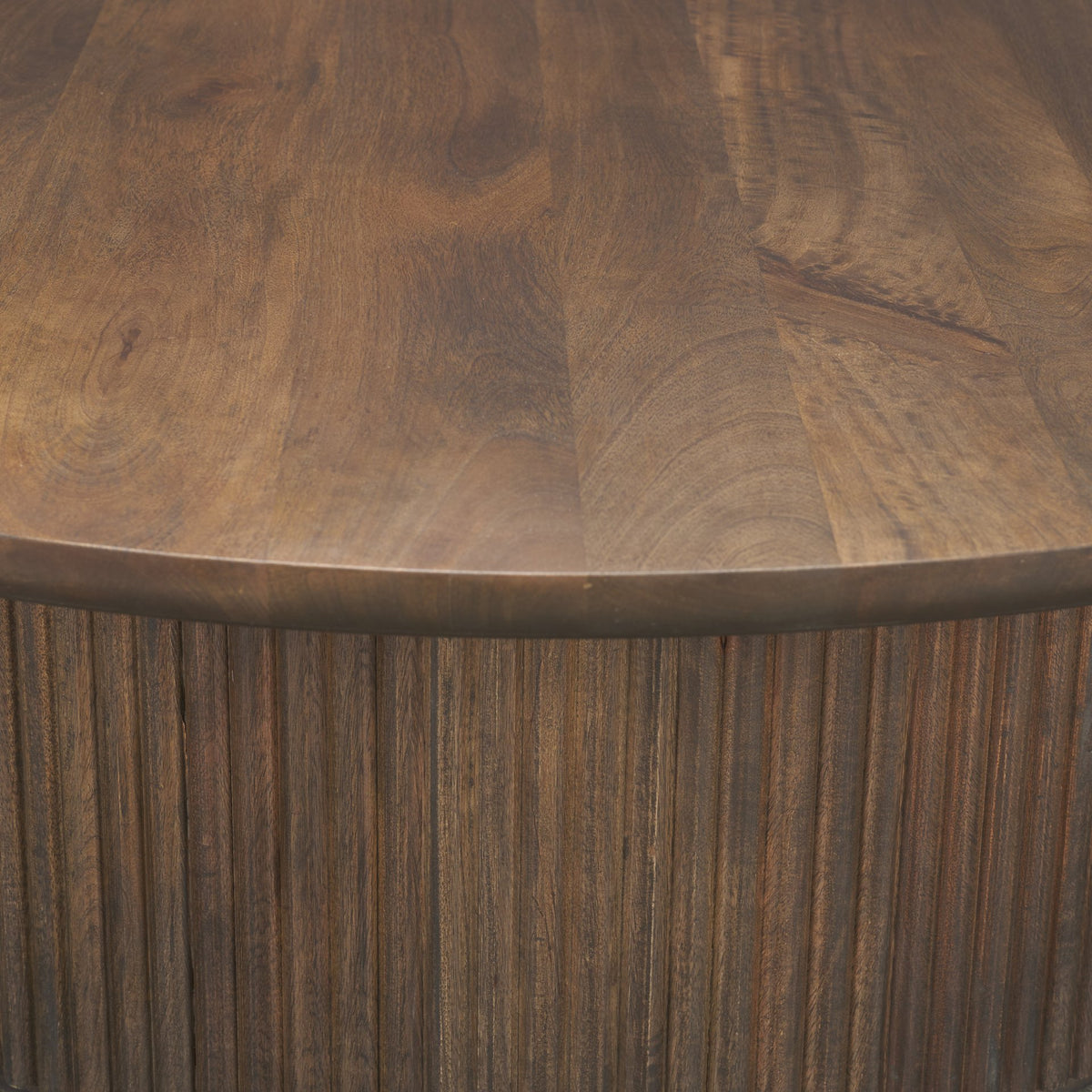 Terra 48L x 48W x 15H Dark Brown Wood Round Fluted Coffee Table from Mercana - Luna Furniture