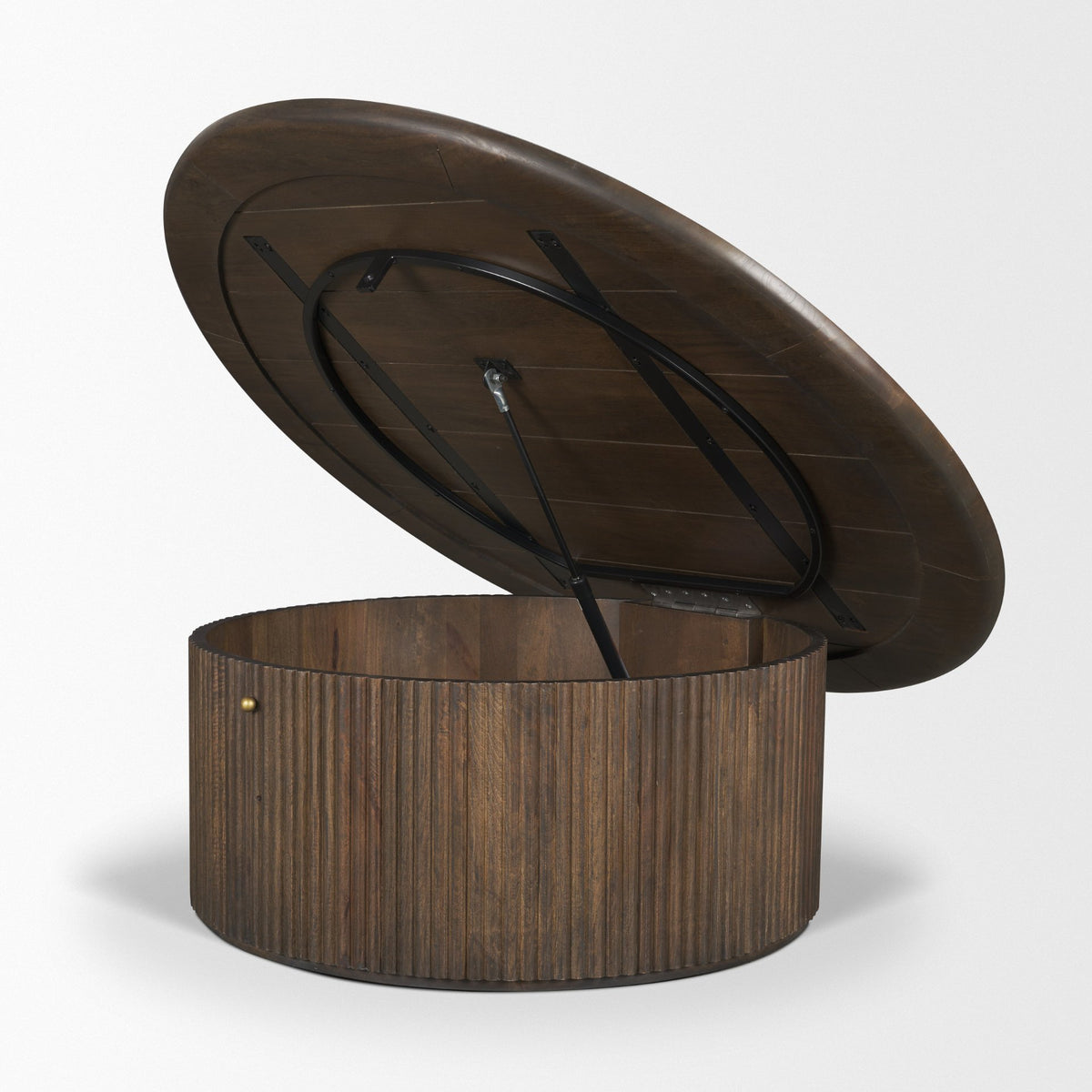 Terra 48L x 48W x 15H Dark Brown Wood Round Fluted Coffee Table from Mercana - Luna Furniture
