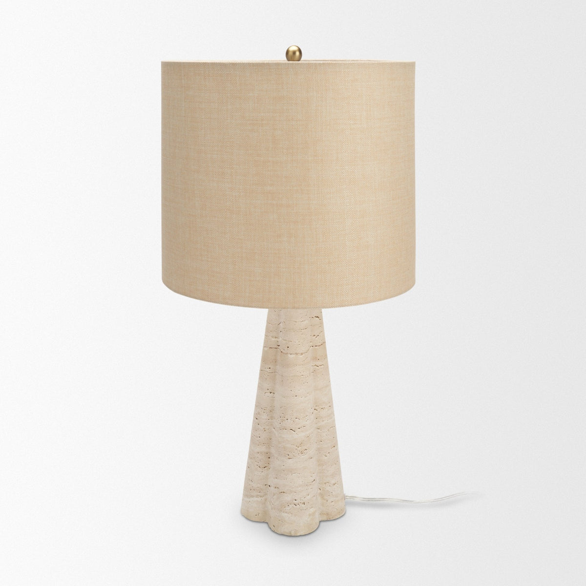 Sena Travertine Tapered Column Table Lamp from Mercana - Luna Furniture
