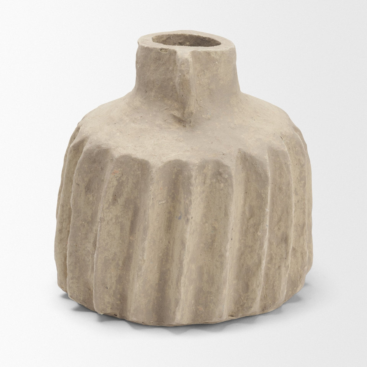 Jiya 8" Natural Ardi Paper Mache Double Handle Pot from Mercana - Luna Furniture