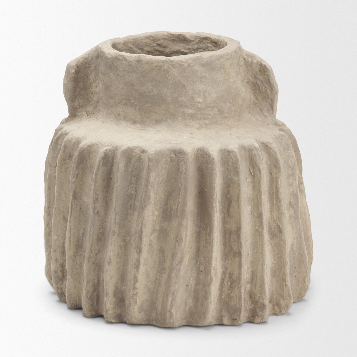 Jiya 12" Natural Ardi Paper Mache Double Handle Pot from Mercana - Luna Furniture