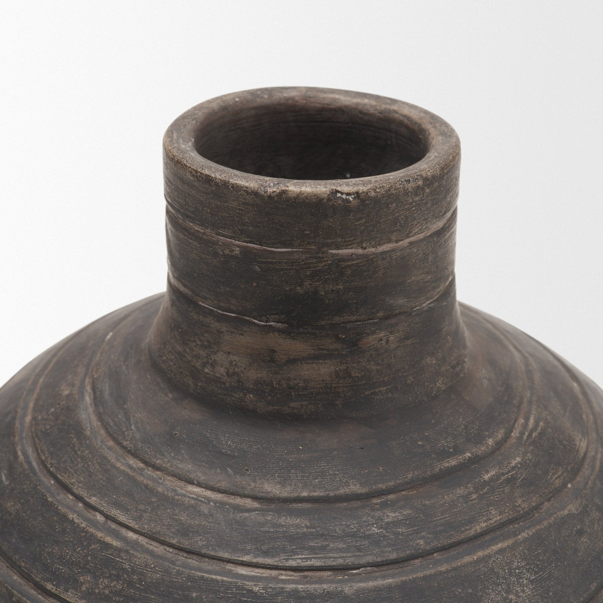 Sironi Black Terracotta Ribbed Decorative Vase from Mercana - Luna Furniture